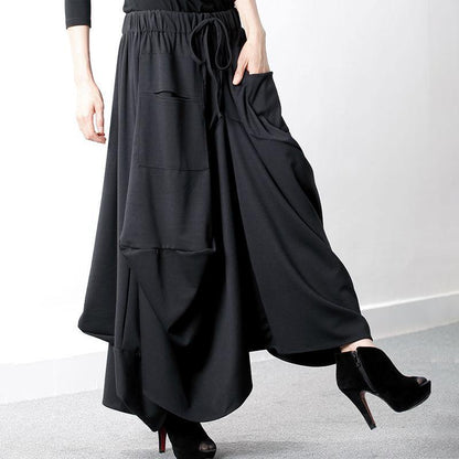 Cotton Clothes 18th Century Elastic Waist Black Skirt
