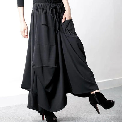 Cotton Clothes 18th Century Elastic Waist Black Skirt