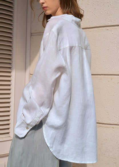 Italian White Peter Pan Collar Embroidered Cotton Blouses Summer