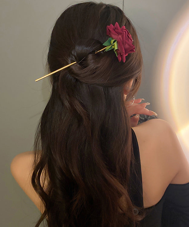 Mulberry Alloy Zircon Rose Velour Hairpin