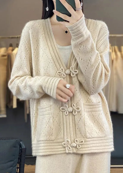 French Camel Button Pockets Wool Coat Spring