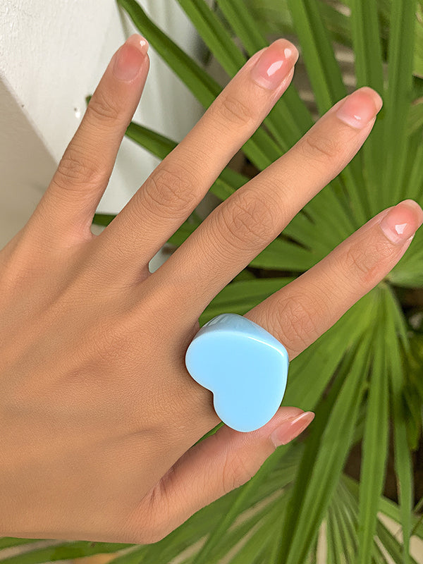 Geometric Heart Shape Color Rings Accessories