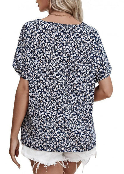 Pink V Neck Print T Shirts Summer