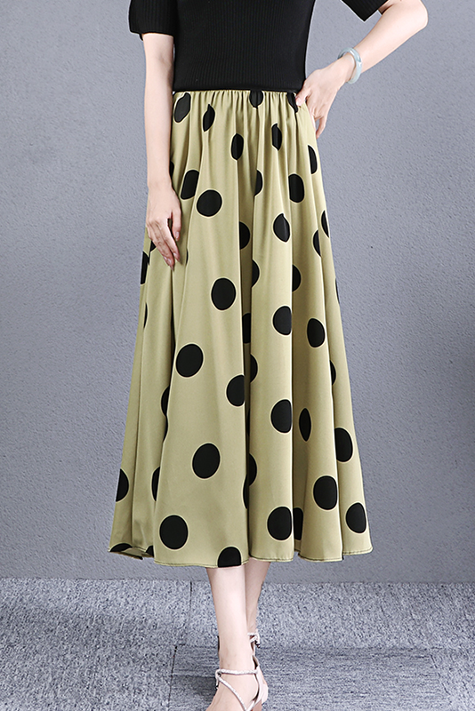 Summer Polka Dot Print A-line Skirt High Waist Skirt