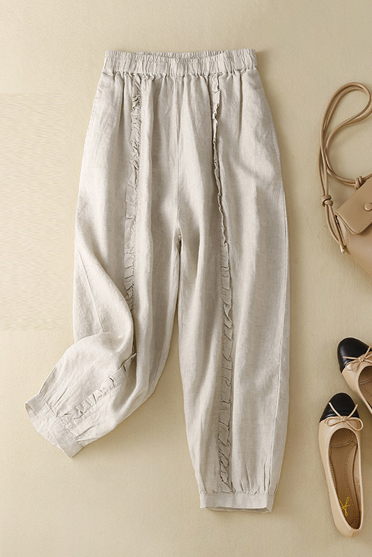 Summer Cotton Pants Stitching Harem Pants