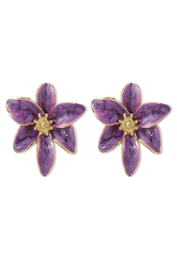 Colorful Enamel Flower Stud Earrings