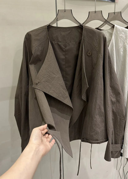 New Caramel Peter Pan Collar Patchwork Coats Fall