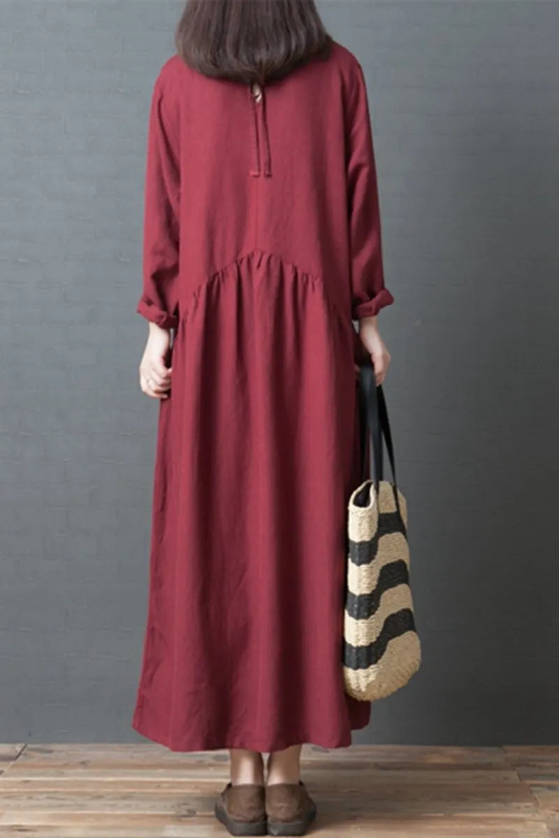 Loose Linen Maxi Dresses Fall Outfits