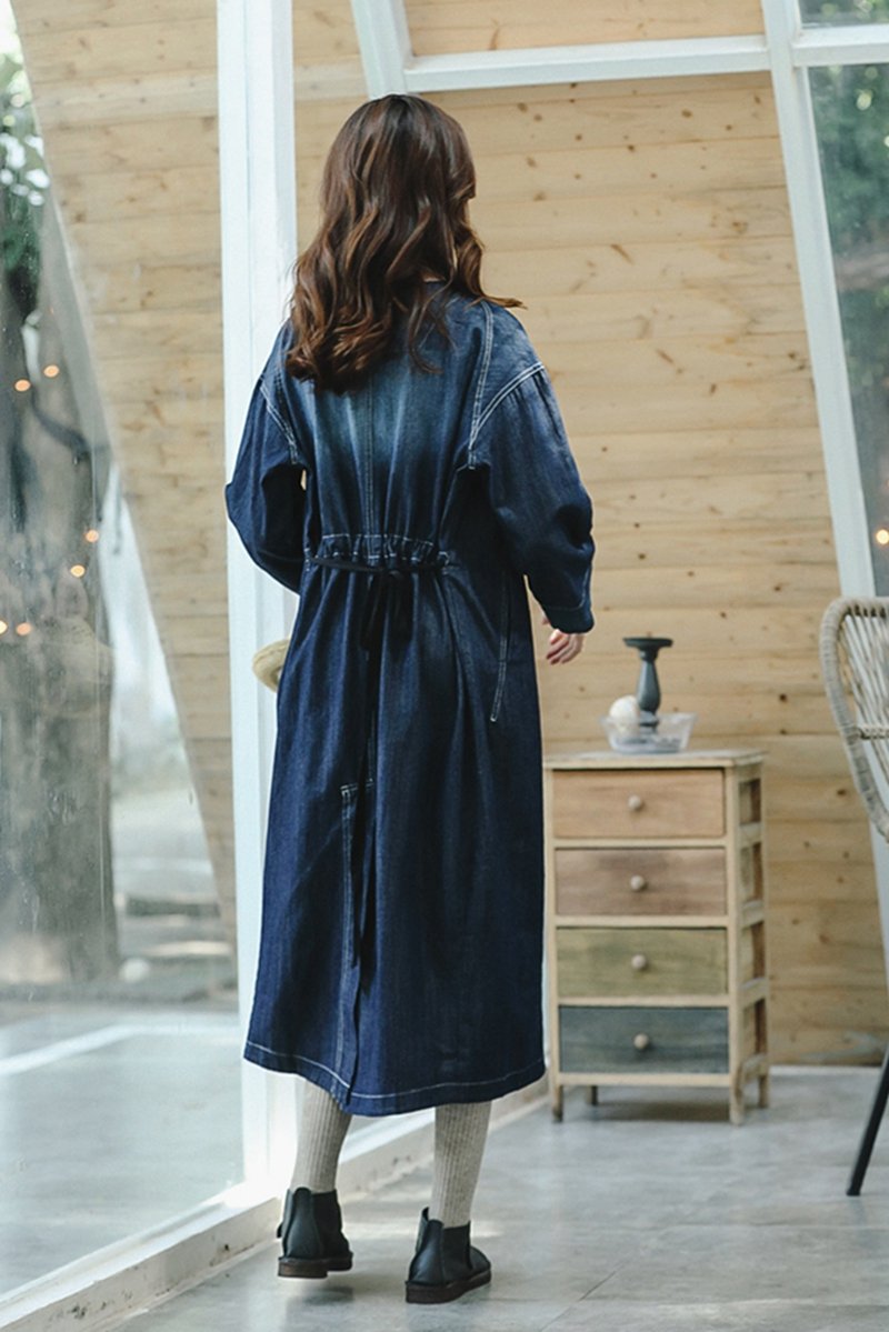 Loose Blue Denim Maxi Dresses Cowboy Outfits