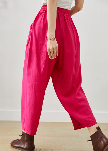 Diy Rose Elastic Waist Linen Harem Pants Summer
