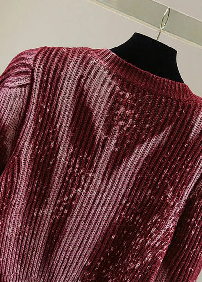 Diy Red Tie Dye Cotton Knitted Sweater Winter