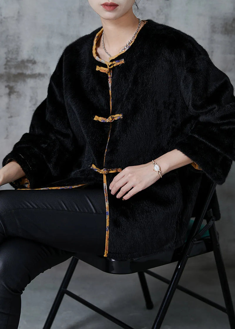 Simple Black Oversized Faux Mink Hair Wear on Both Sides Coats Winter