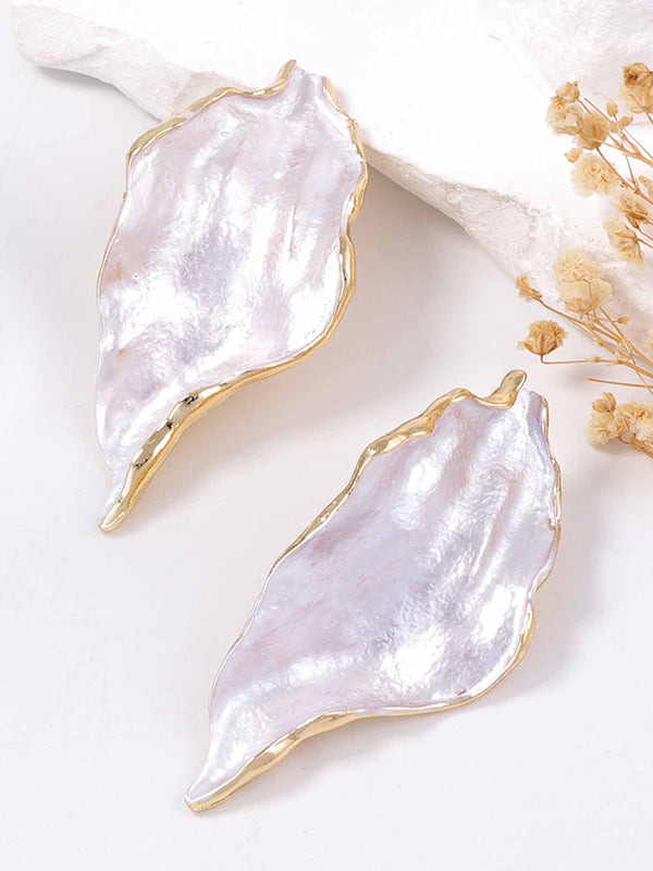 Irregularity Leaves Print Pleated Earrings Accessories