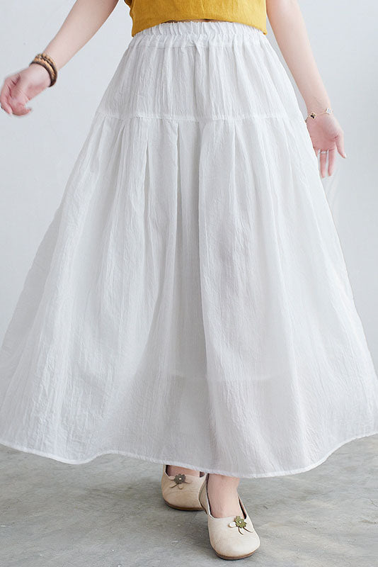 Cotton Linen Color Skirt Double Layer A-line Skirt