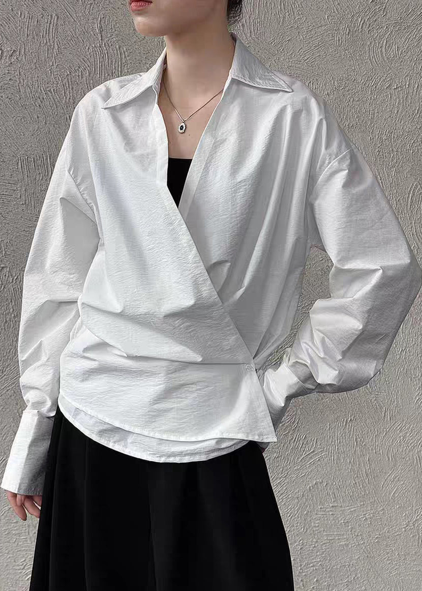 White Peter Pan Collar Shirt Lantern Sleeve