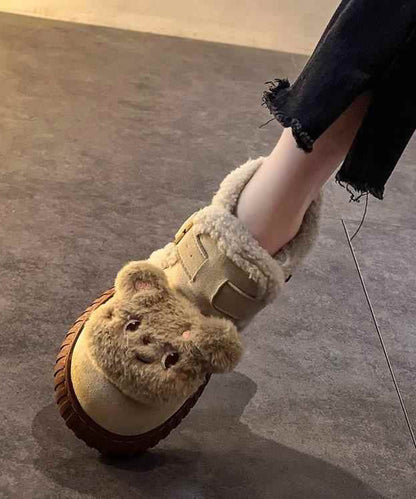 Splicing Boots Yellow Suede Fuzzy Wool Lined