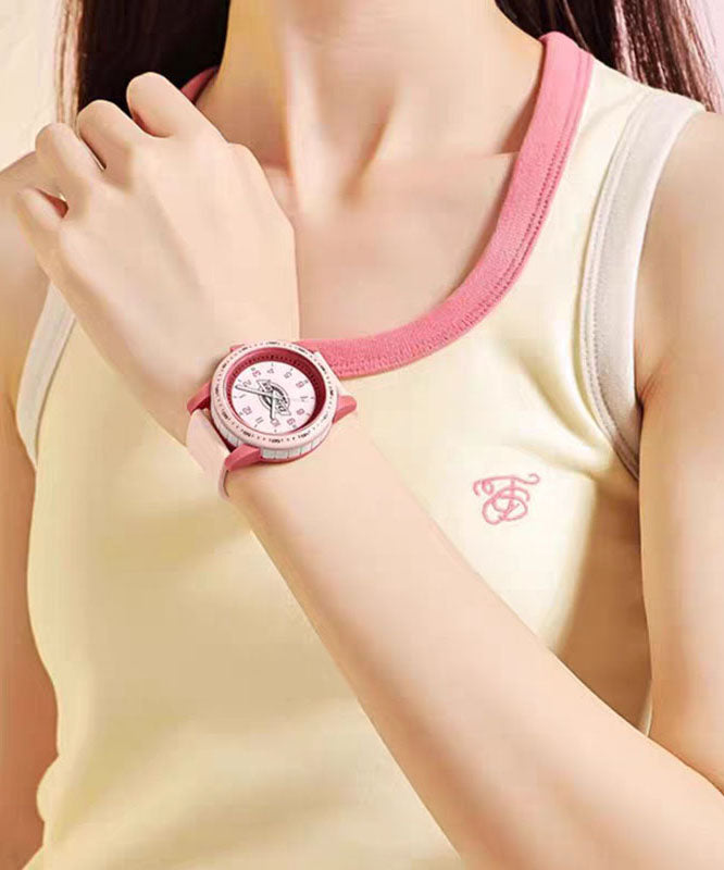 Diy Pink Silicone Rubber Quartz Movement Watches