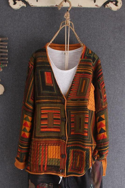 Knitted Thin Single Breasted V-neck Sweater