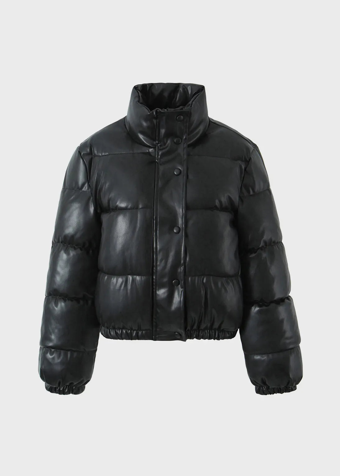 Black Zip Up Fine Cotton Filled Short Witner Coats