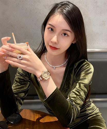Stainless Steel Zircon Hollow Out Watch