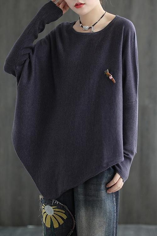 Pure Color Irregular Hem Sweater
