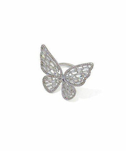 Minimally Hollowed Out Butterfly Zircon Opening Ring