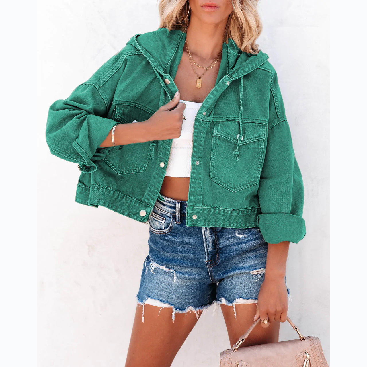 Denim Coat Autumn Winter Street Hipster Hoodie With Drawstrings Baggy Coat