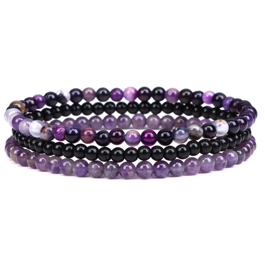 Buddha Stones 3pcs Natural Crystal Stone Inner Peace Spiritual Bracelet