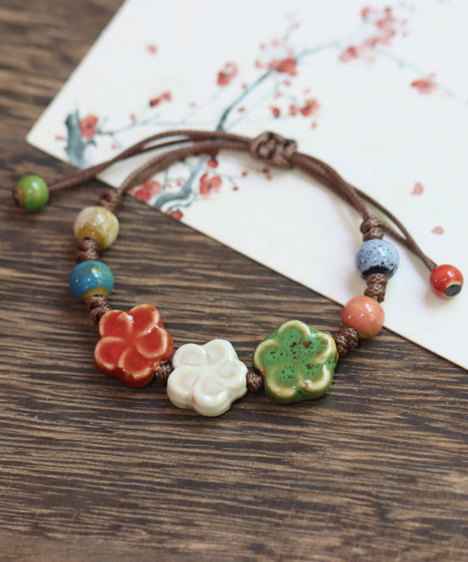 Picture 1 Weave Ceramic Plum Blossom Adjustable Charm Bracelet