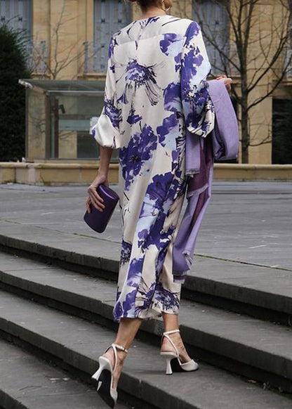 Spring V-neck Print Dress