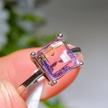 Adjustable S925 Crystal Healing Ring With Multi Gemstones