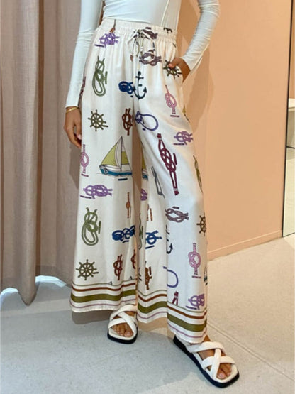Nautical Hand-drawn Motifs Pants