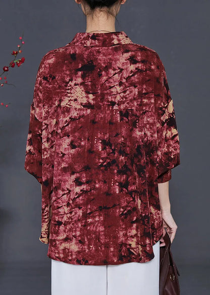 Mulberry Oversized Tie Dye Chiffon Blouse Top Summer