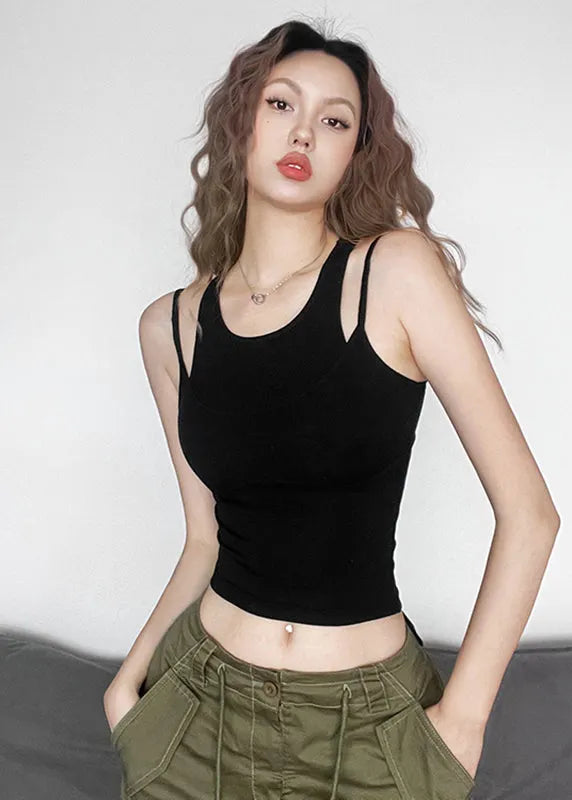 White U Neck Tank Vest Summer