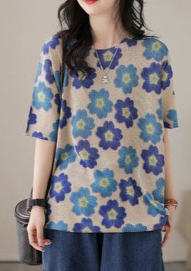 Stylish Print Cotton Knitted T-shirt