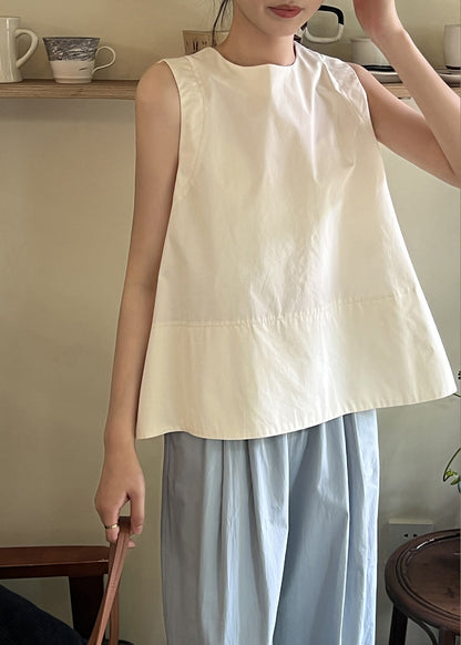Green O Neck Cotton Tops Sleeveless
