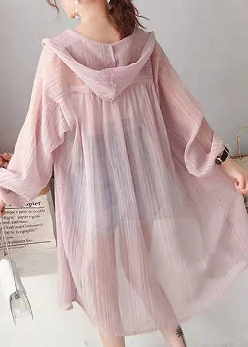 Pink Button Silk Cardigan Long Sleeve