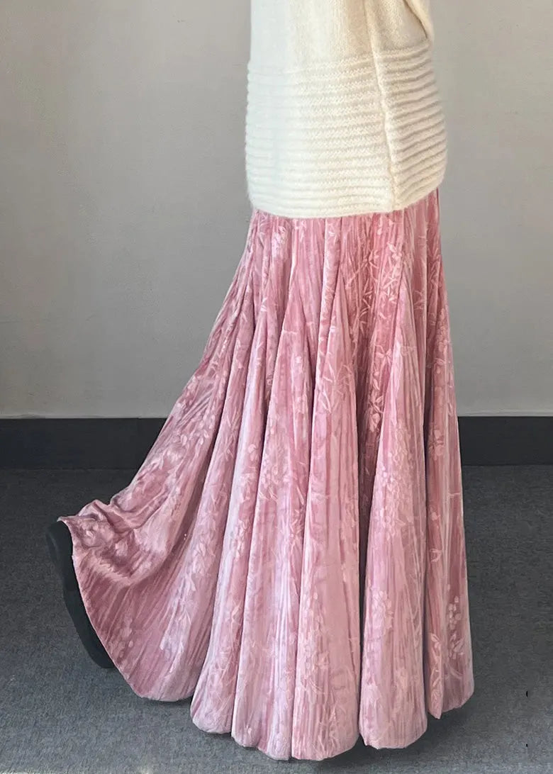 Jacquard Exra Large Hem Silk Velvet Skirt Spring