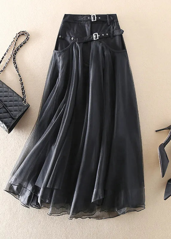 French Grey Patchwork Tulle Skirts Spring