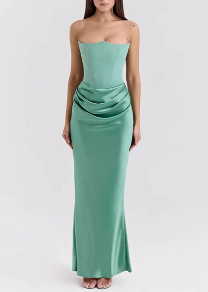 Pink Strapless Backless Slim Fit Strapless Dress