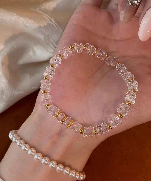 White Crystal Elastic Rope Alloy Bracelet