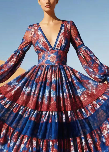 Print Exra Large Hem Cotton Vacation Dress Spring