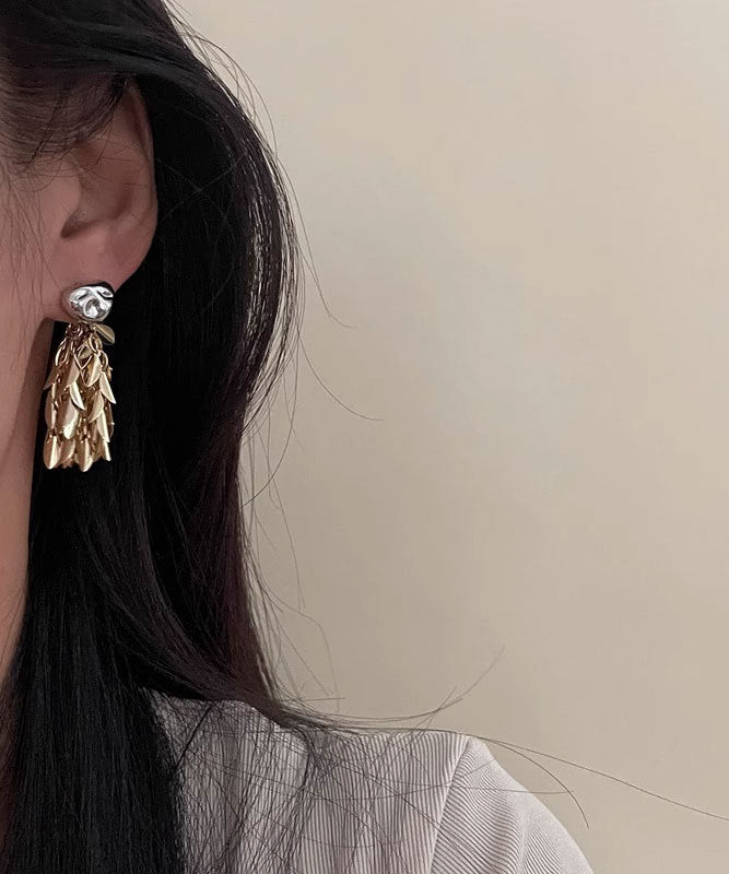 Gold Sterling Silver Overgild Tassel Drop Earrings