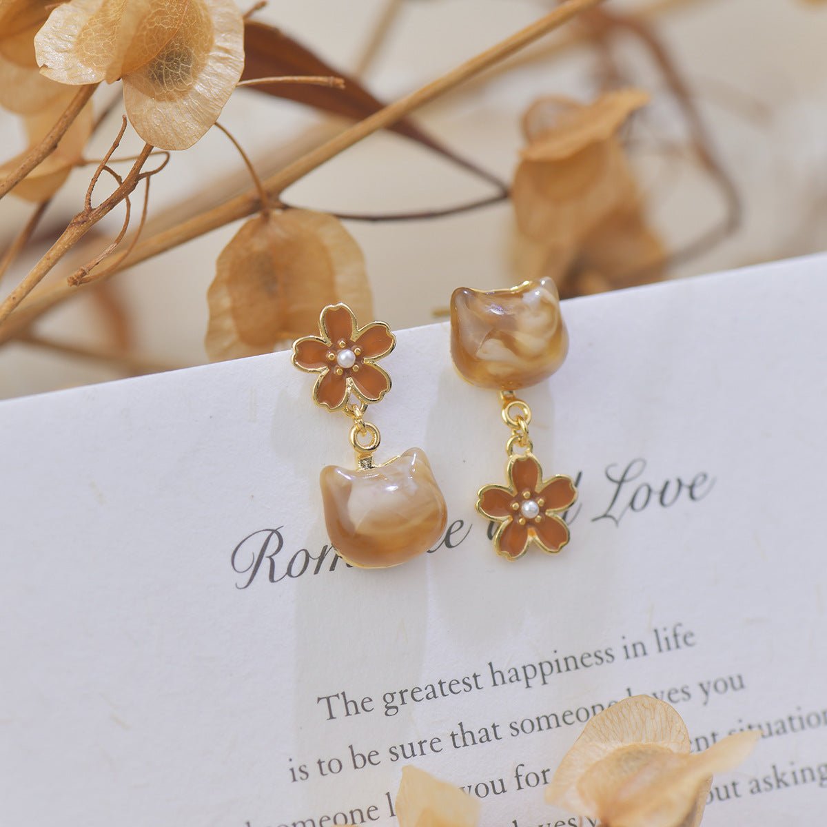 Amber Cat Earrings