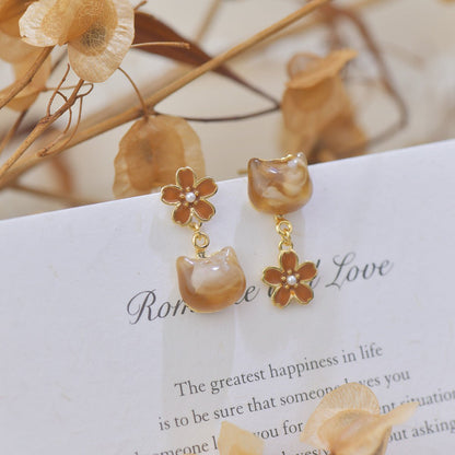 Amber Cat Earrings