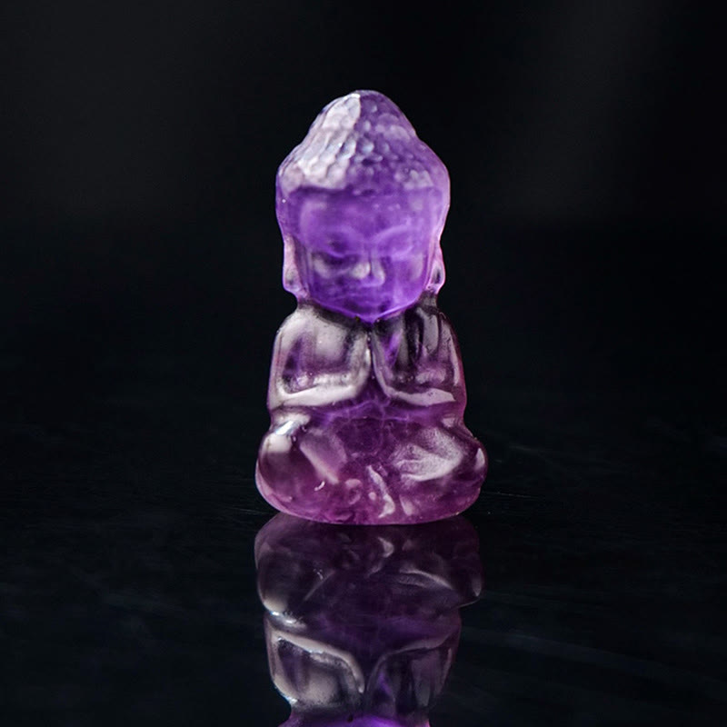 Amethyst Chakra Healing Buddha Necklace Pendant 1.4cm X 2.6cm
