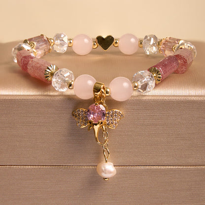 Amethyst Green Aventurine Elephant Charm Bracelet