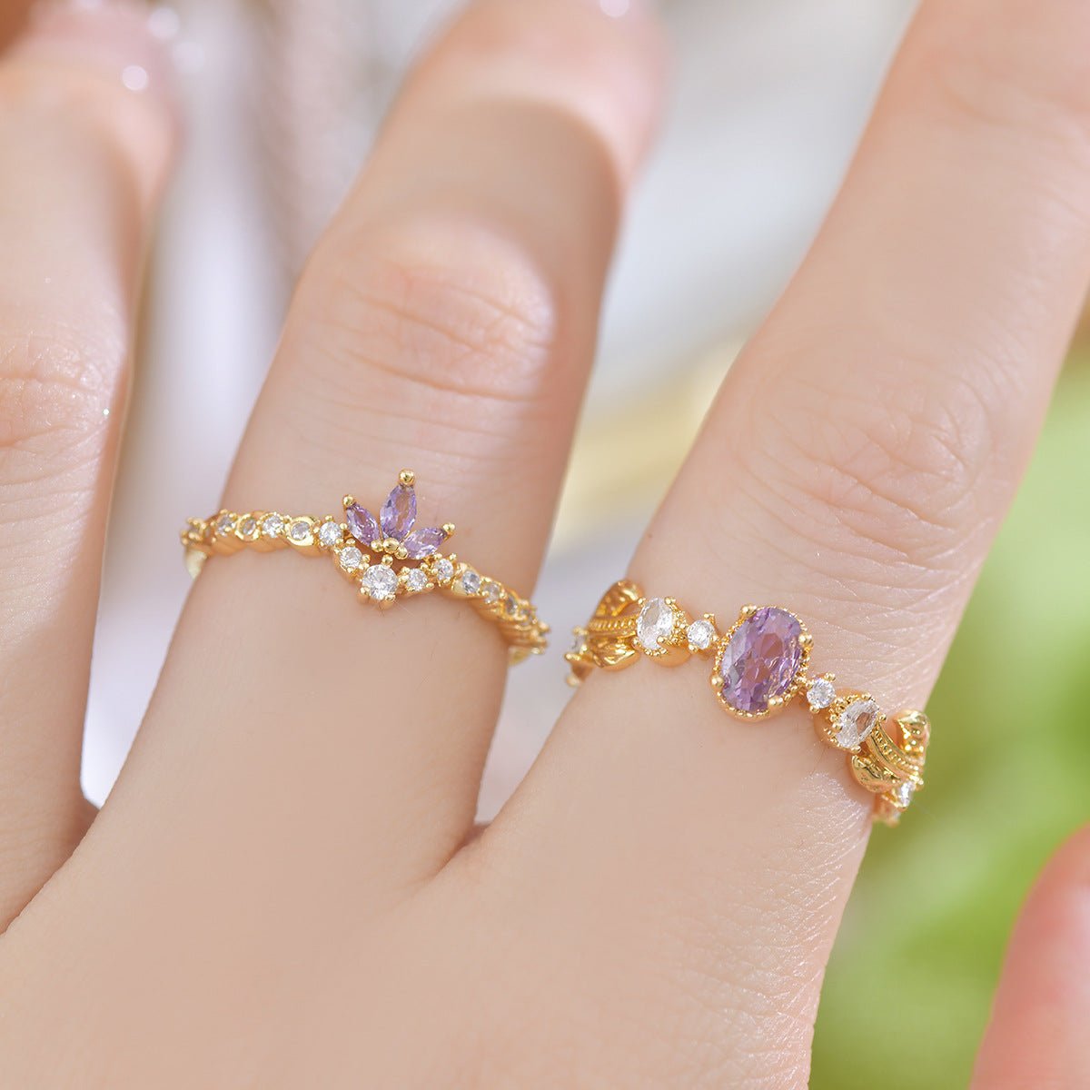 Amethyst Rococo Ring Set