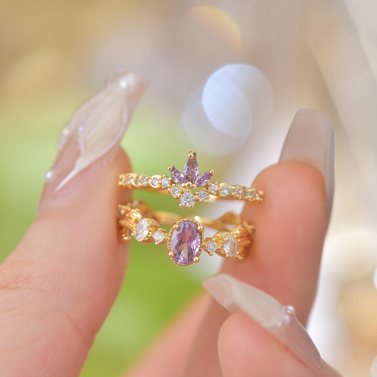 Amethyst Rococo Ring Set