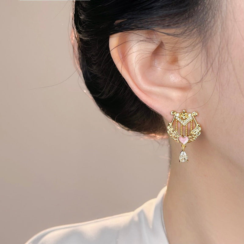 Amour Heart Lyre Earrings